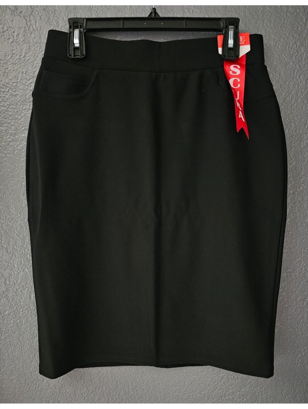BNWT New Women's Maze Scuba Skirt Black Curves In Right Places Pockets Sz Large